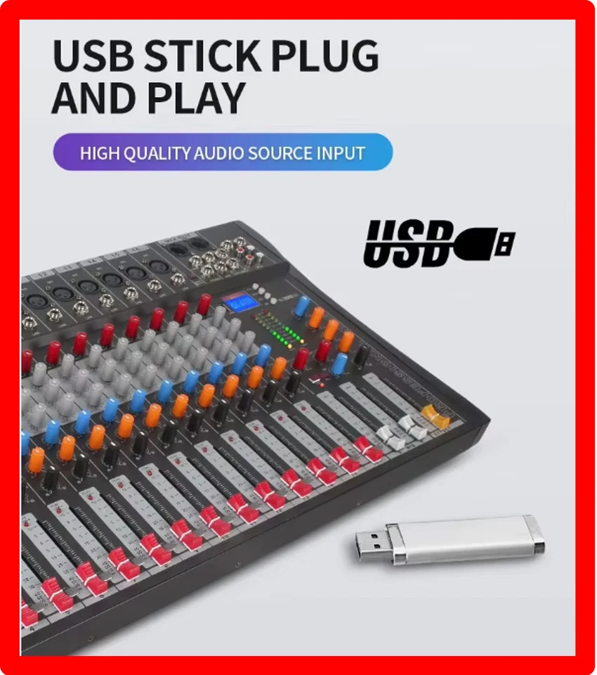 16-CHANNEL MIXER w/Bluetooth USB MP3 for DJ Studio Stage-Lowest 16-channel price - Image 4 of 4