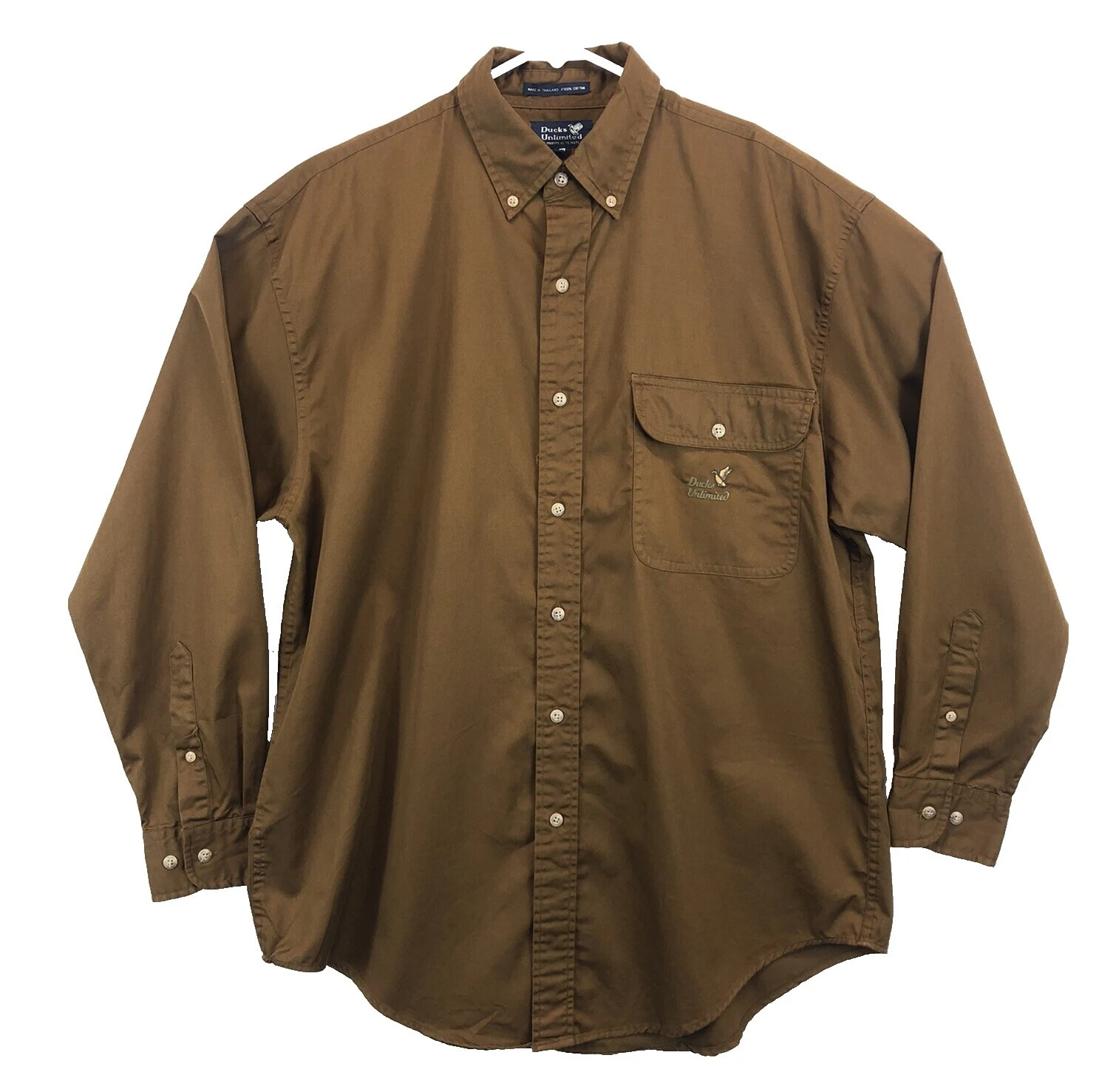 Camisas masculinas casuais sólidas com botões Ducks Unlimited