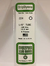 Evergreen Scale Models Styrene Tube .125in .32cm Diameter pkg(5) 224