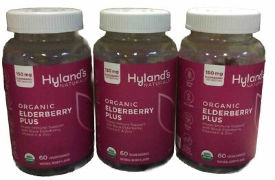 3pk Hyland's Naturals Organic Elderberry Plus 60ct Berry Flavored Gummies(P5)