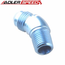 ADLERSPEED -8AN AN8 Male To 3/8" NPT 45 Deg Aluminum Full Flow Fuel Fitting Blue