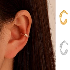 Women Girl A Pair 925 Sterling Silver CZ Ear Cuff Clip On Earrings S6