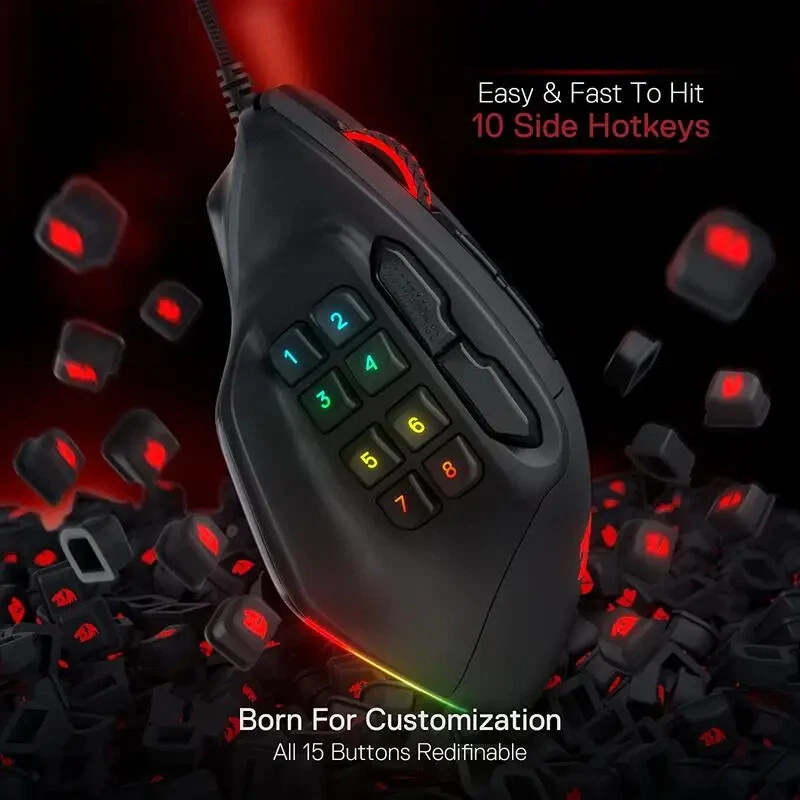 Gaming Mouse 15 Programmable Buttons Wired RGB Gamer W/ Ergonomic Natural Grip  - Image 2 of 4