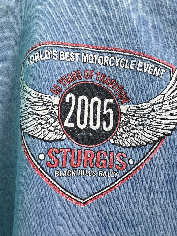 MENS XL MOTORCYCLE SHIRT SLEEVELESS STURGIS 2005 BLACK HILLS RALLY  - Image 2 of 4