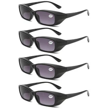 4 PK Clear Lens Mens Black Frame Reading Glasses Heavy Duty Readers for Work