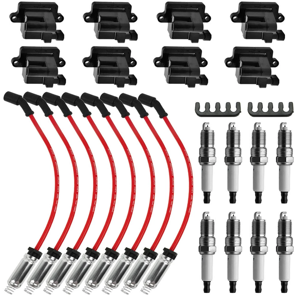 Paquete de 8 bobinas de encendido cuadradas y cables de bujía para Chevy GMC 4,8 L 5,3 L 6,0 L 8,1 L Foto 2 de 4