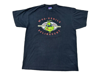 Vintage How The Grinch Stole Christmas Dr Seuss T-Black Shirt Sz L Grinch Patrol