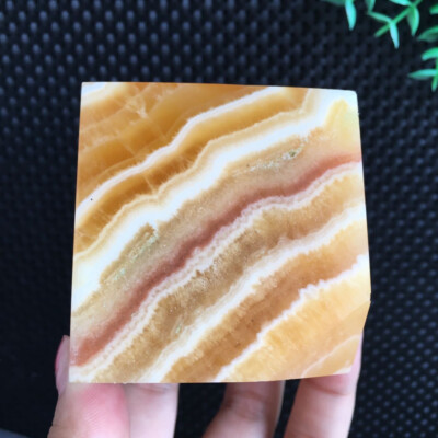 540g Orange Calcite Standing Cube Solar Plexus Chakra Stone Crystal Healing