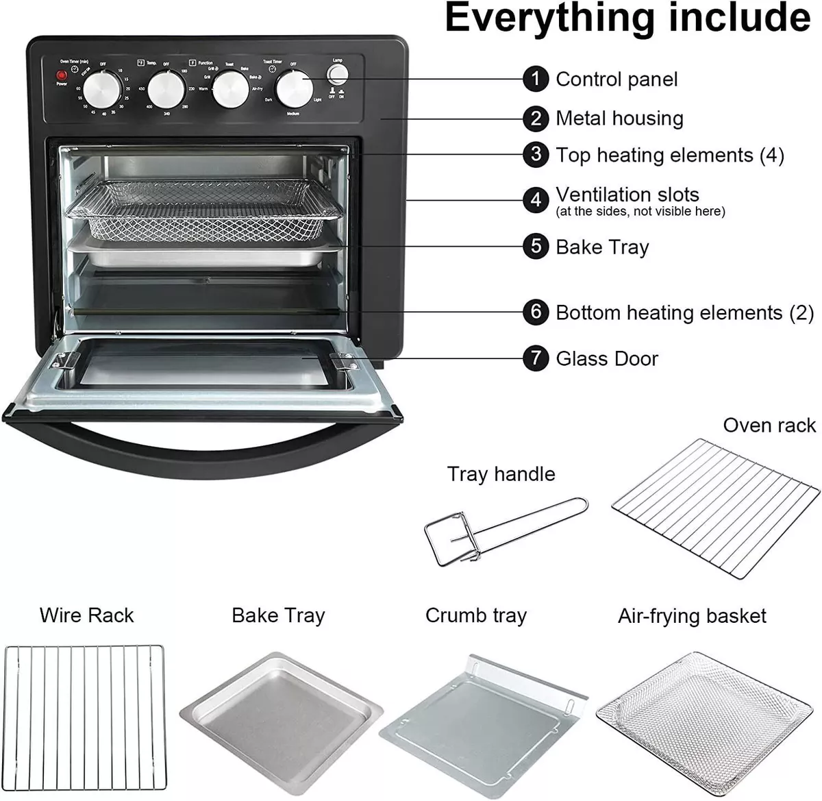 Capacity Toaster Oven Countertop, Dishwasher Safe Detachable Panel, 26QT  Air Fryer Toaster Oven Combo, Drumstick Grill Accessori - AliExpress