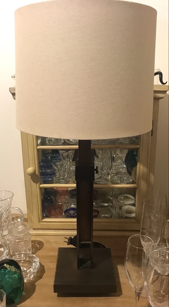 Crate and Barrel Denley Bronze Table Lamp Rubber wood and steel base