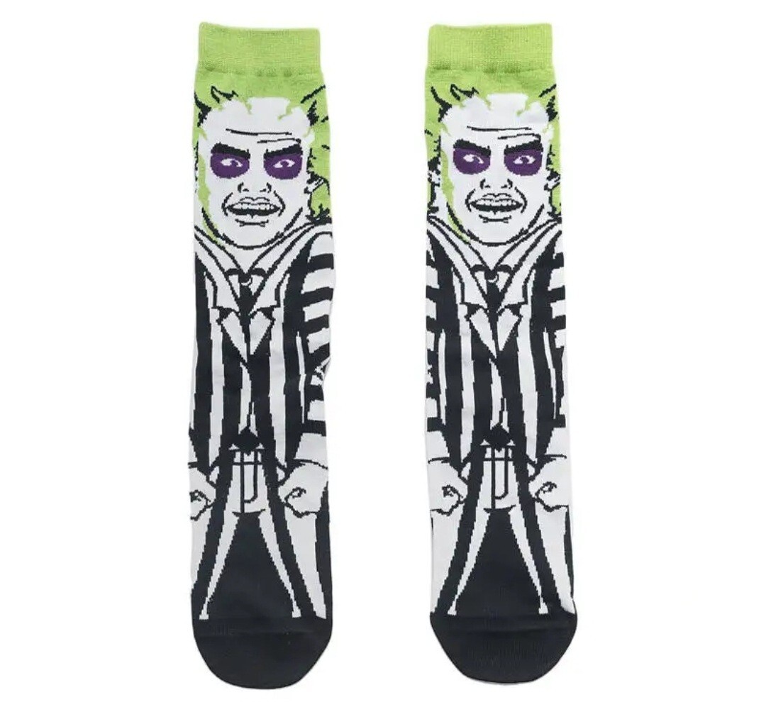 Beetlejuice Socks / Adult Crew Socks /Size 7-10 / Funny Cartoon Socks /1pair-image