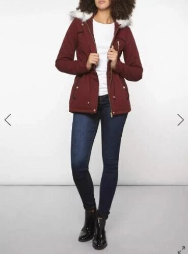 Dorothy Perkins Tall Burgundy Short Parka Coat UK 6 EU 34 RRP £59 LN9 WW 11 - Picture 3 of 5