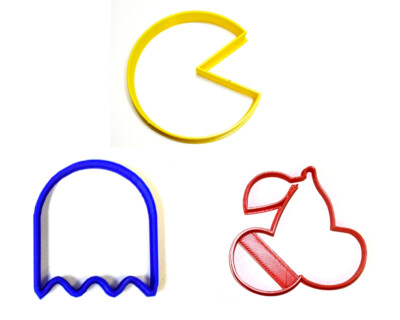 PAC-MAN PACMAN VIDEO ARCADE GAME CHARACTER GHOST CHERRY 3 COOKIE CUTTER PR1074