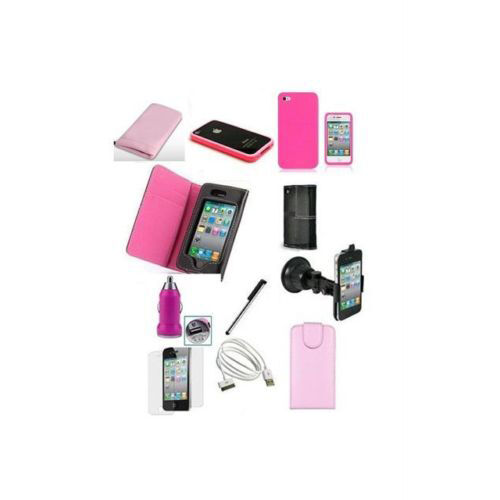 PINK 10 X ACCESSORY PREMIUM BUNDLE KIT FOR IPHONE 4 4S Mobile & PDA Acc. - Picture 1 of 3