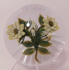 A Dazzling Signed William Manson 2 Yellow & Gray Wild Roses ArtGlass Paperweight — photo 1