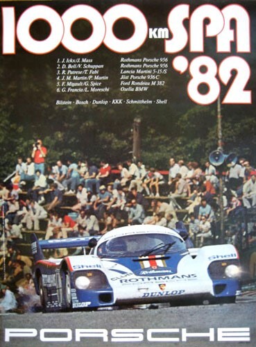 Porsche factory poster 1982 Spa 1000 km Winners J. Ickx and J