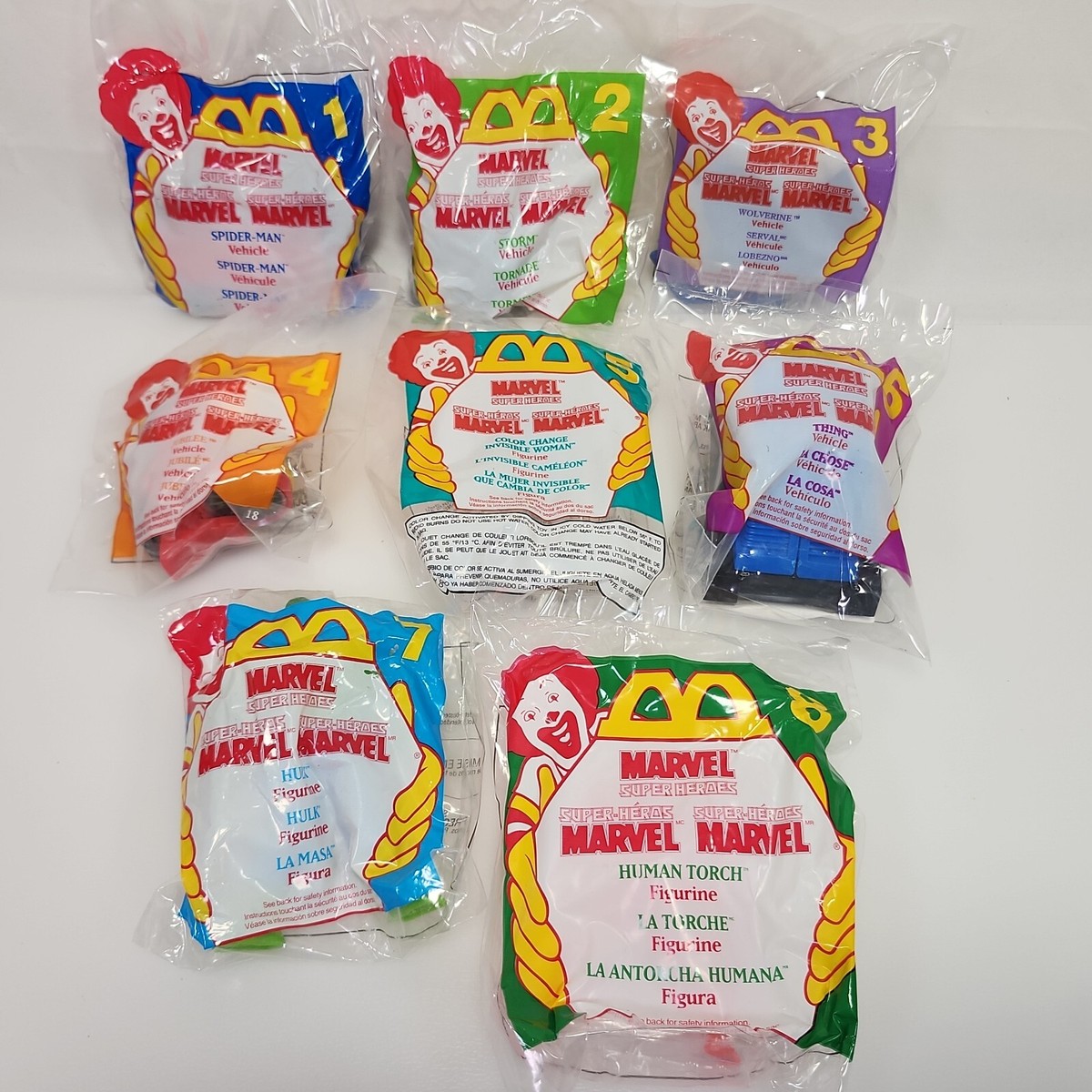 SEALED McDonalds 1996 Marvel Super Hero Toys - Complete Set of 8