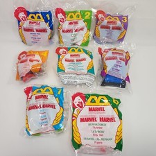 Marvel McDonalds 1996 Super Hero Toys - Complete Set of 8 Hulk Thing Spiderman
