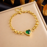 SchöNes Armband Herz Heart Schmuck Strasssteine Gold Plattiert (Vergoldet) GrüN