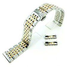Polished Rose Gold Two Tone Metal Watch Band 13mm 15mm 17mm 19mm 21mm 23mm 7076