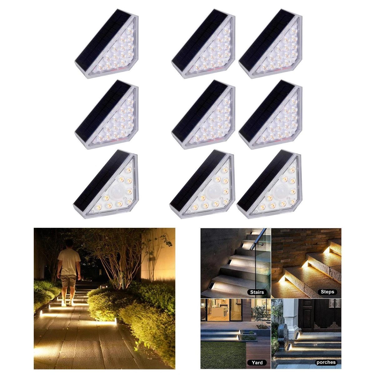 Solar Stair Lights IP68 Waterproof Outdoor Deck Lights LED Step Lights