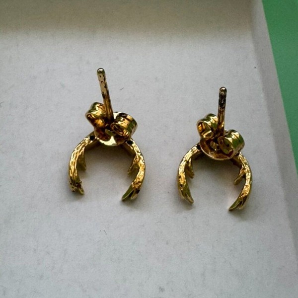 Alternate view of Nwt, Jeweled 14k Gold-plated Antler Stud Earrings With Cubic Zirconia, Gold