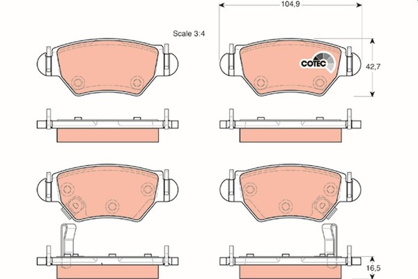 1X TRW GDB1471 Bremsbelagsatz Scheibenbremse FüR Opel Vauxhall Chevrolet Holden-image