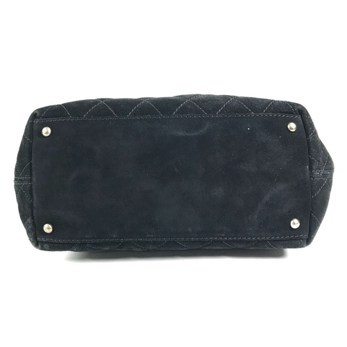 CHANEL CC Coco Mark Stitch Matelassé Quilted Tote Bag Handbag Suede Black Auth - Picture 6 of 10