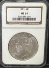 1923 Philadelphia Peace Silver Dollar $1 NGC MS64