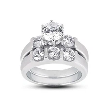 1.16ct D-SI1 Round Natural Diamonds 14k  Classic Ring with Wedding Band