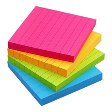 Sticky Notes 3x3 Sticky Notes with Lines Self-Stick Notes Bright Color 4 Pads