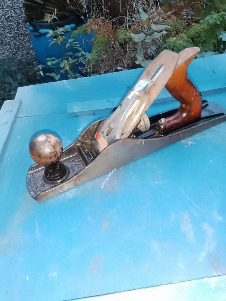  Stanley Bailey No.5 Jack Plane joiner's WELD REPAIR!  tool Beech handles Used - Image 4 of 4