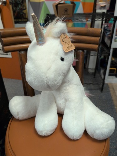 NWT 17” Animal Adventure White Plush Unicorn Rainbow Mane Tail Free Shipping