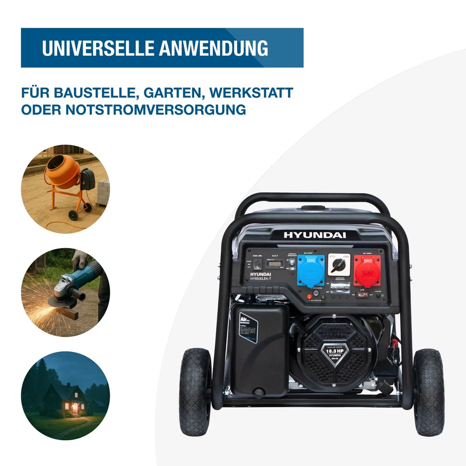Benzin Generator Stromerzeuger Not-Stromaggregat HYUNDAI HY8500LEK-T - Bild 3 von 4