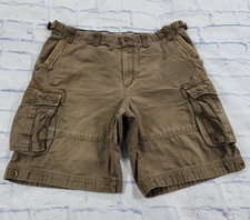 Eddie Bauer Cargo Shorts MENS 38 Green Military Utility Adjust Waist VTG Y2K