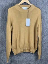 Men’s Peregrine Jumper Beige Size Medium 100% Cotton Crew Neck Made In England