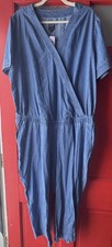 Mono Gap Maternidad XL Azul Cambray Una Pieza Cuello en V Mono