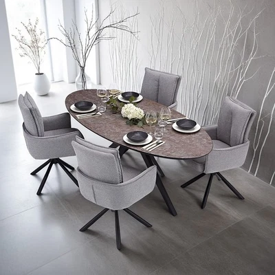 Table de salle à manger ovale Lot de 4 armoires Groupe salle chaises Homestyle4u - Photo 1/4