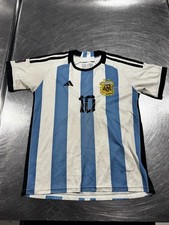 Argentina Soccer Jersey Youth 16 Messi 10 Qatar 2022 World Cup Replica Kids Sz S