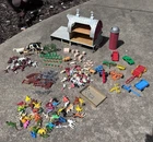 LARGE LOT Vintage Marx Happi Time Barn Figures Animals Equipment Fence