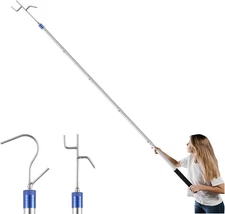 Clothes Hook Pole Heavy Duty,pole with hook,35 to 78Inch High Reach Garment Hook