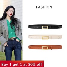 Leather Minimalist Versatile Belt for Jeans Suits pants Business Casual Black