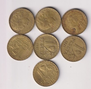 SPAIN ESPAÑA Republic lot 7pcs 1 Peseta 1937 (AJ636)