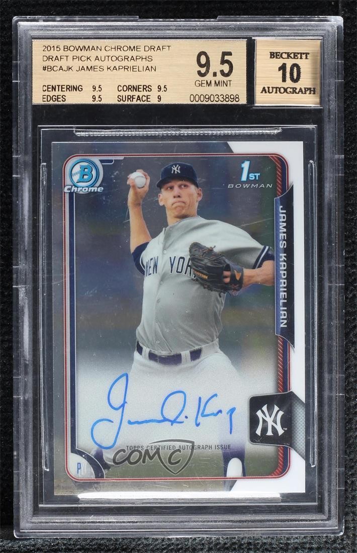 2015 Bowman Draft Chrome Pick James Kaprielian #BCA-JK BGS 9.5 GEM MINT Auto 5b9