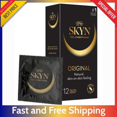 SKYN Original Polyisoprene Condoms 12 Count - Non Latex & Lubricated Protection.