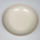 Vintage McCoy Pasta Bowl Ovenproof Large Shallow Bread Pink And Blue Stripe 12"