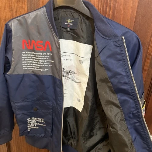 ASSTSERIES NASA Bomber Jacket Black Flight Jacket Space Logo Mens Medium Costume image 7
