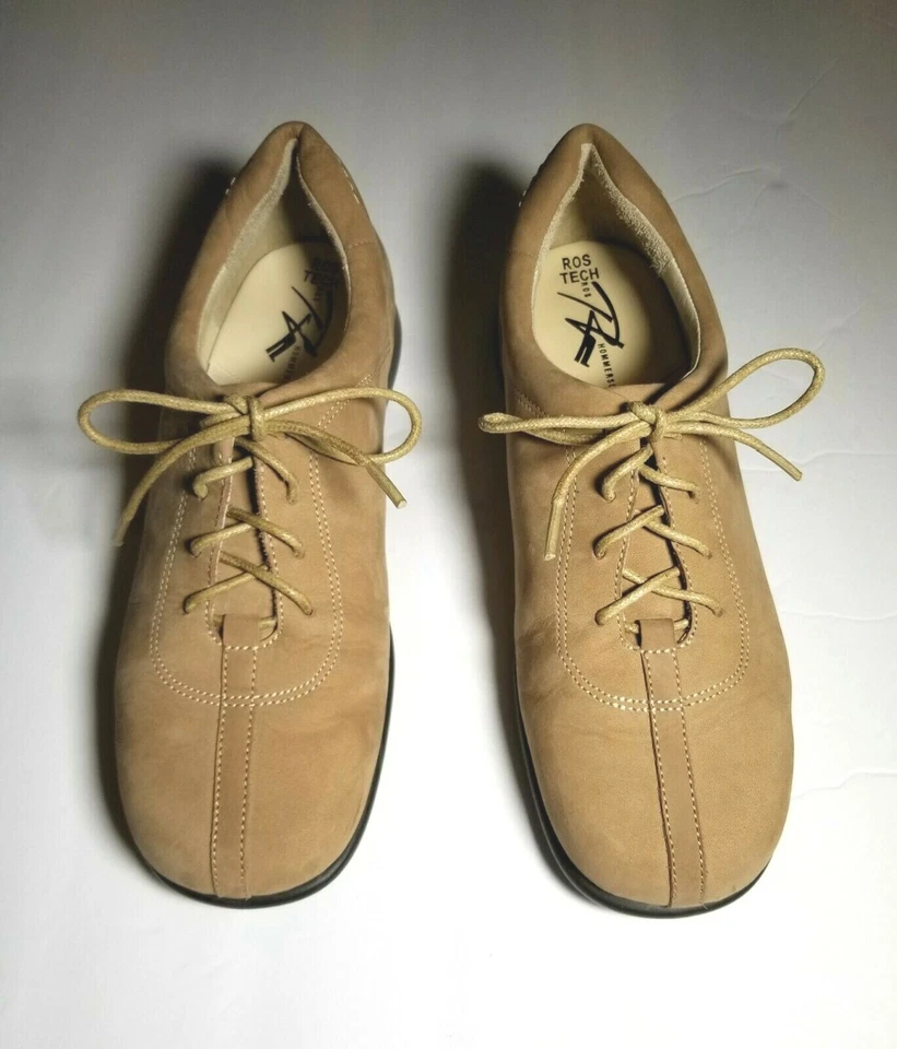 Zapatos Ros Hommerson para mujer EE. UU. 6,5 W beige tostado marrón cómodos planos atados Ros Tech Foto 4 de 4