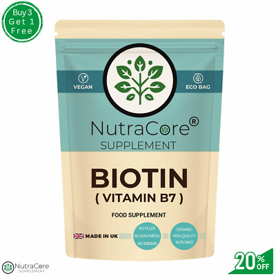 Biotin 12.000 mcg Kapseln (aus natürlichem Samen getrieben) HAARE, HAUT & NÄGEL - 90Kapseln