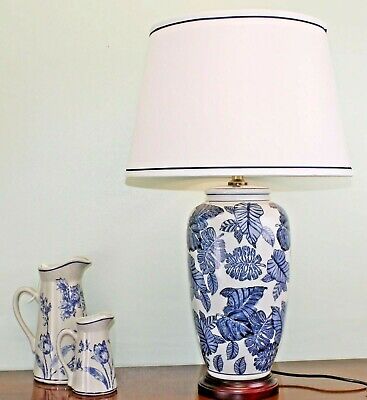 Blue White Glazed Ceramic Table Lamp, Blue And White Ceramic Table Lamps